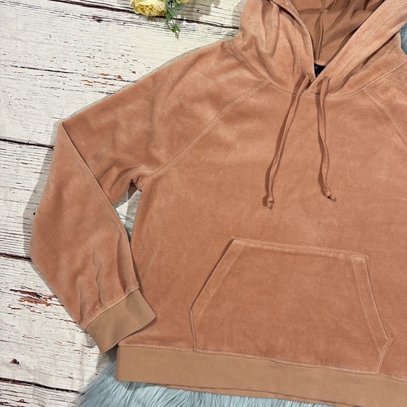 J. CREW Relaxed Blush Pink Pullover Velour Hoodie - Picture 5 of 9